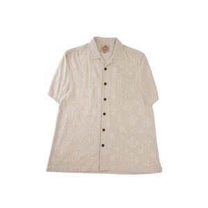 Havana Jack’s 100% Silk Hawaiian Shirt XL Beige Aloha Camp Button Front Vintage